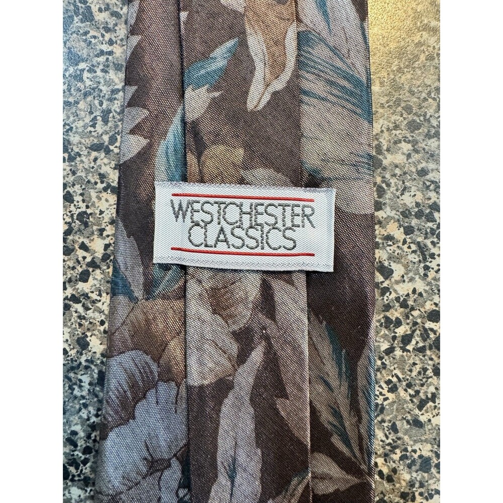 Westchester Classics Men's Tie Brown Floral 50% Viscose Rayon Classic One Size
